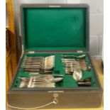 A cased extensive part silver plated cutlery set.