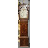 An 18th Century painted dial mahogany veneered longcase clock with moon phase and shipping