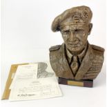 A cold cast bust of Field Marshal Montgomery, sculpted by Constance Freedman and cast by Hall Lewis,