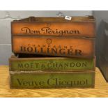 Two champagne advertising boxes, 43 x 25 x 17cm.