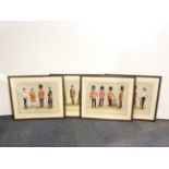 Four large framed military prints, frame size 65 x 56cm.