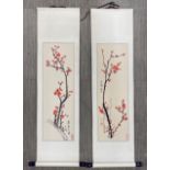 A pair of Chinese scroll mounted watercolours, W. 30.5cm. L. 109cm.