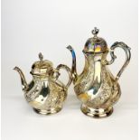 A hallmarked silver coffee and tea pot, Sheffield 1894.