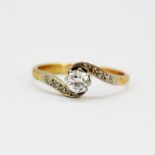 An 18ct yellow gold diamond set ring, approx. 0.30ct centre stone, (P.5).