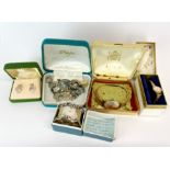 A small group of silver and other jewellery, together with a lady's Oris vintage wristwatch, a