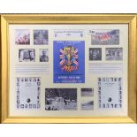 Football interest: A framed collage of England world champions 1966 items, frame size 62 x 48cm.