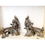 A pair of 19th Century French bronze fireplace chenet, H. 29cm. W. 30cm.