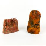 Two Chinese carved stone seals, tallest 9.5cm.