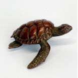 A Japanese bronze model of a turtle, W. 3cm.