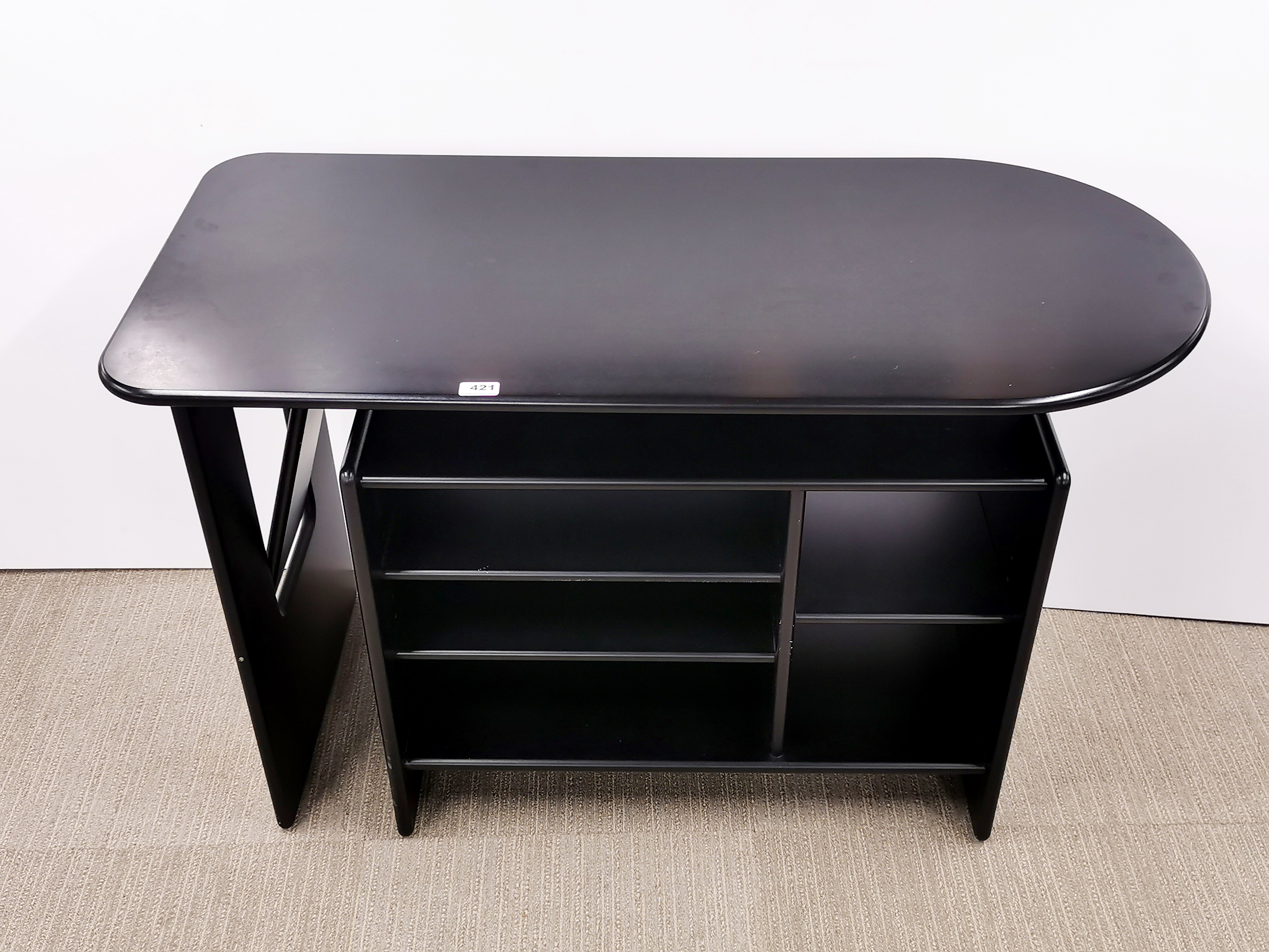A black finished contemporary adjustable desk, W. 114cm. - Image 2 of 3