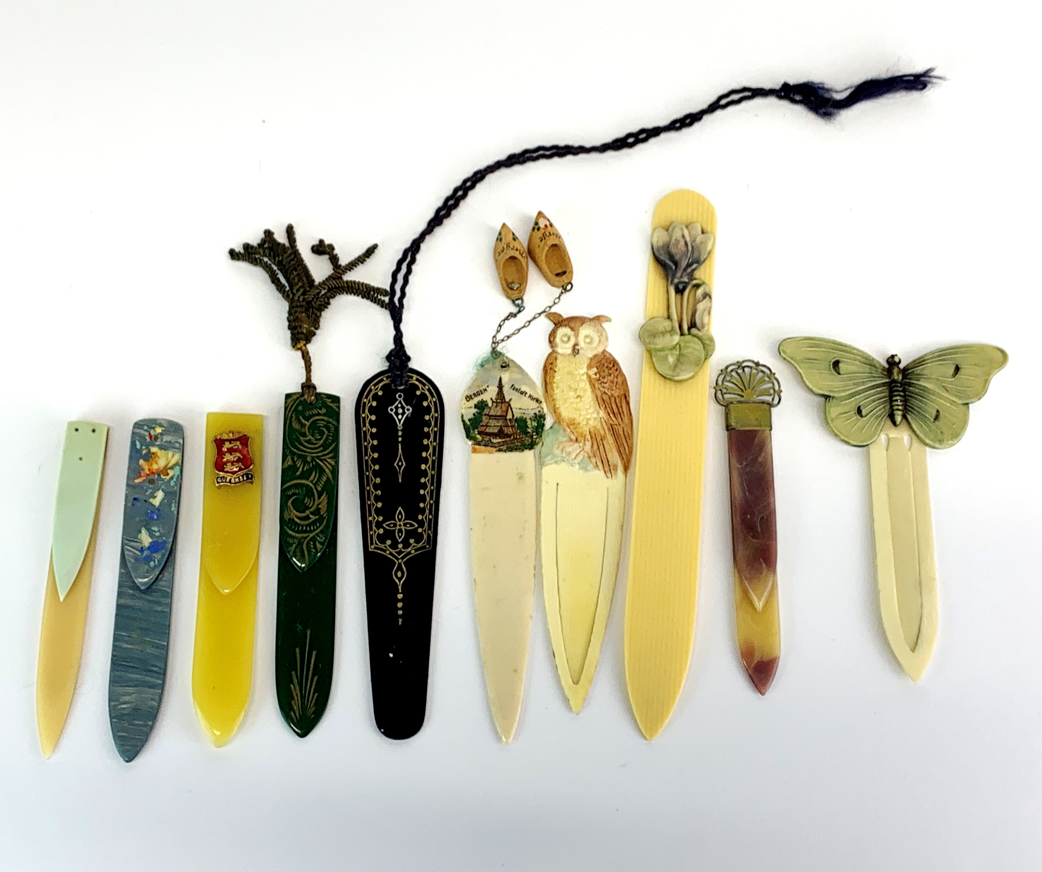 A group of antique celluloid bookmarks,
