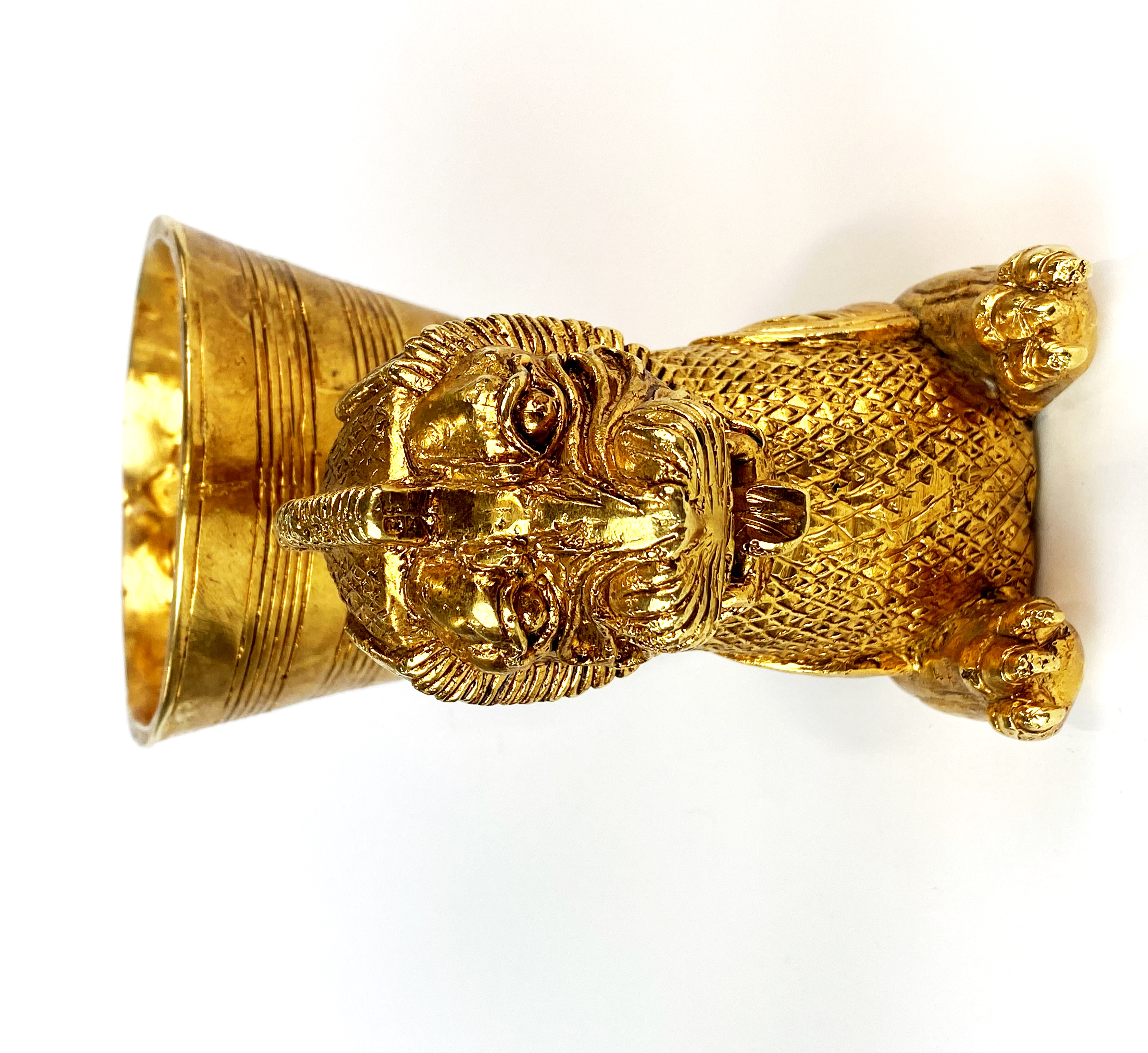 An oriental gilt bronze animal head vessel, L. 21cm, H. 14cm. - Image 2 of 3