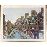 John Allin (1934-1991): A framed limited edition 240/250 pencil signed lithograph of a London street
