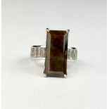 An unusual 925 silver quartz crystal and clear crystal ring.