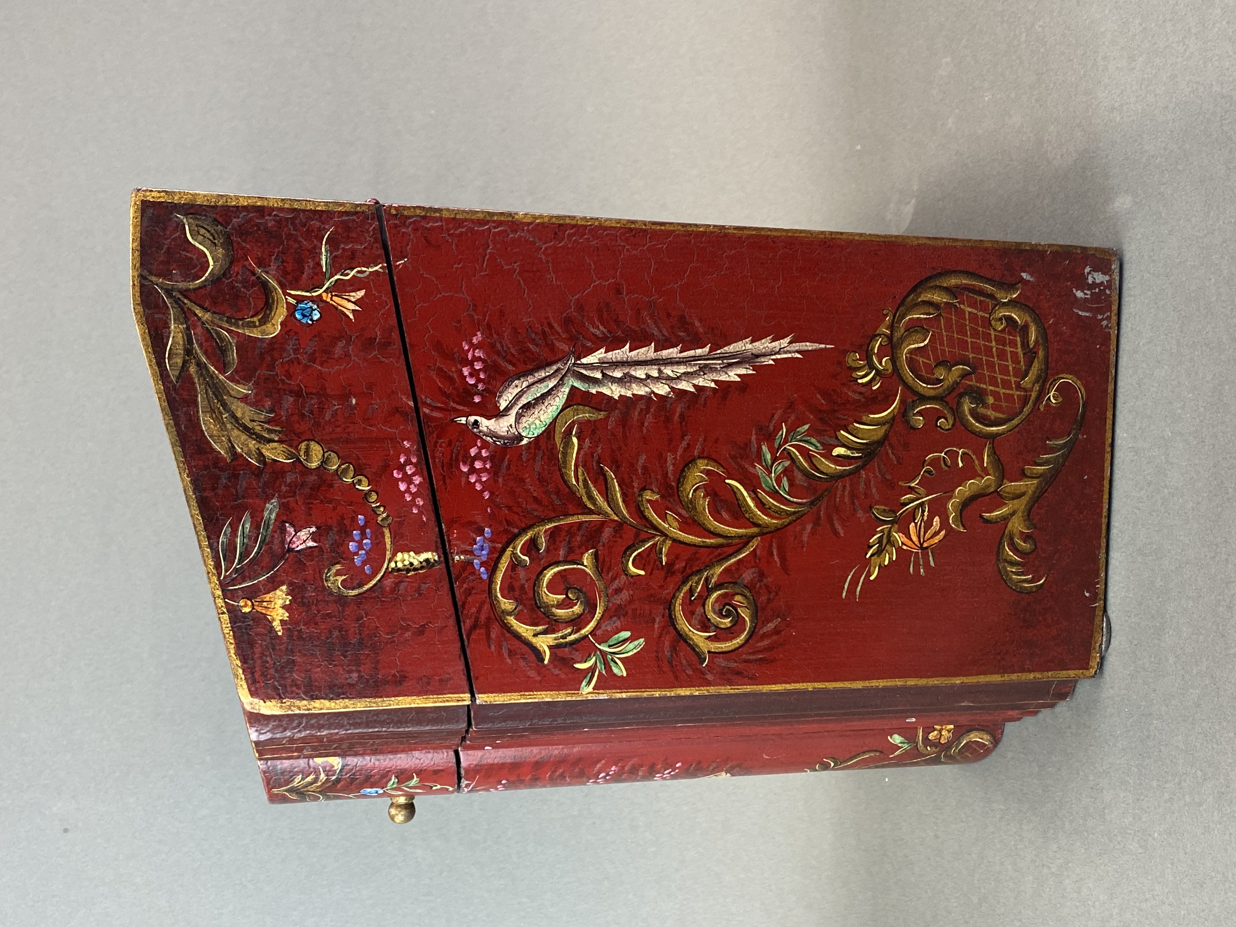 A hand painted wooden box, H. 38cm, W. 23cm. - Image 4 of 4