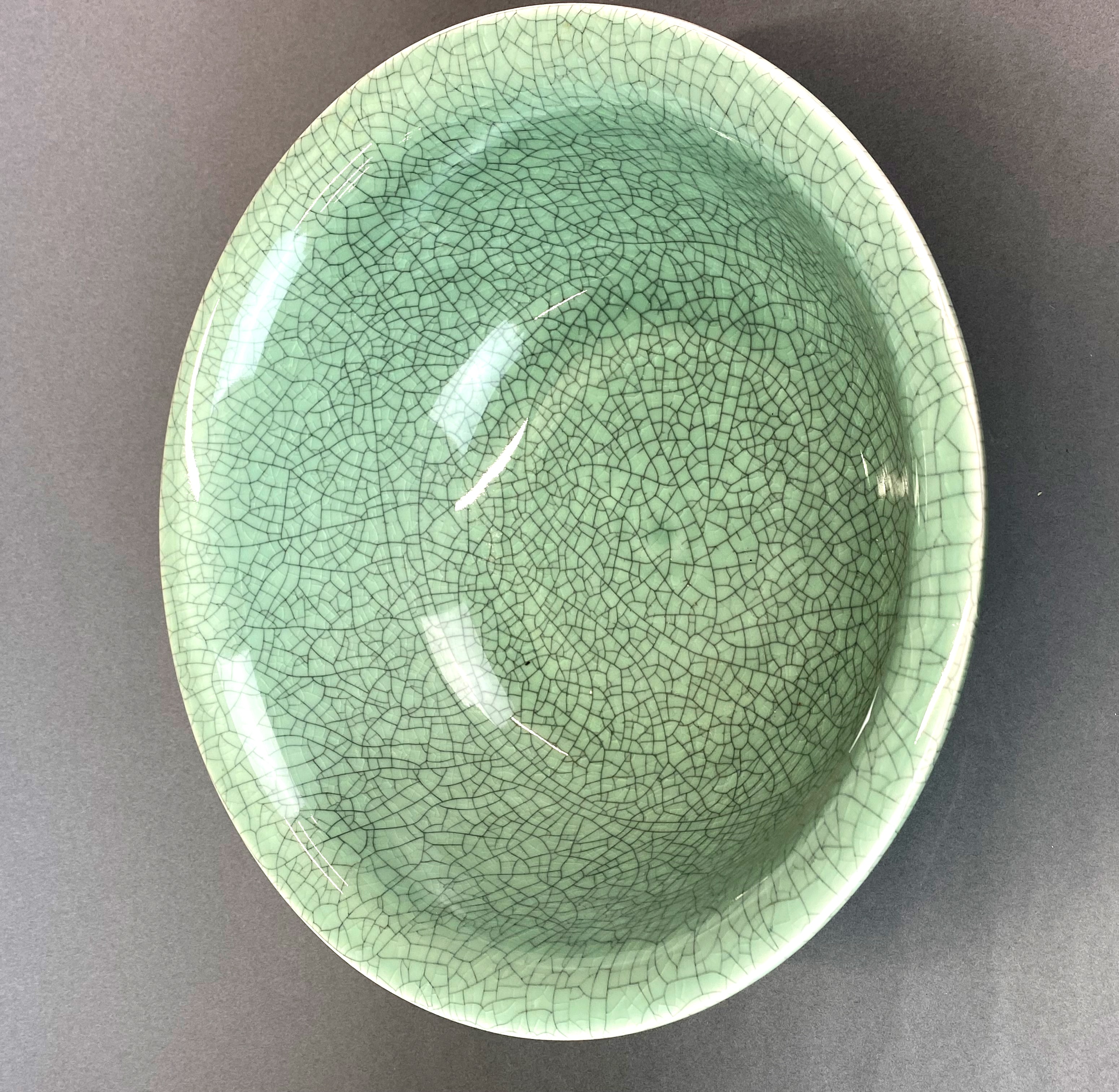 A large Chinese green crackle glazed bowl, Dia. 37cm. H. 15cm. - Image 2 of 3