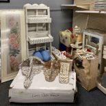 A quantity of shabby chic wooden collector's items.