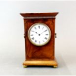 A 19th Century inlaid walnut cased classical mantle clock with gilt brass feet and handles, H.