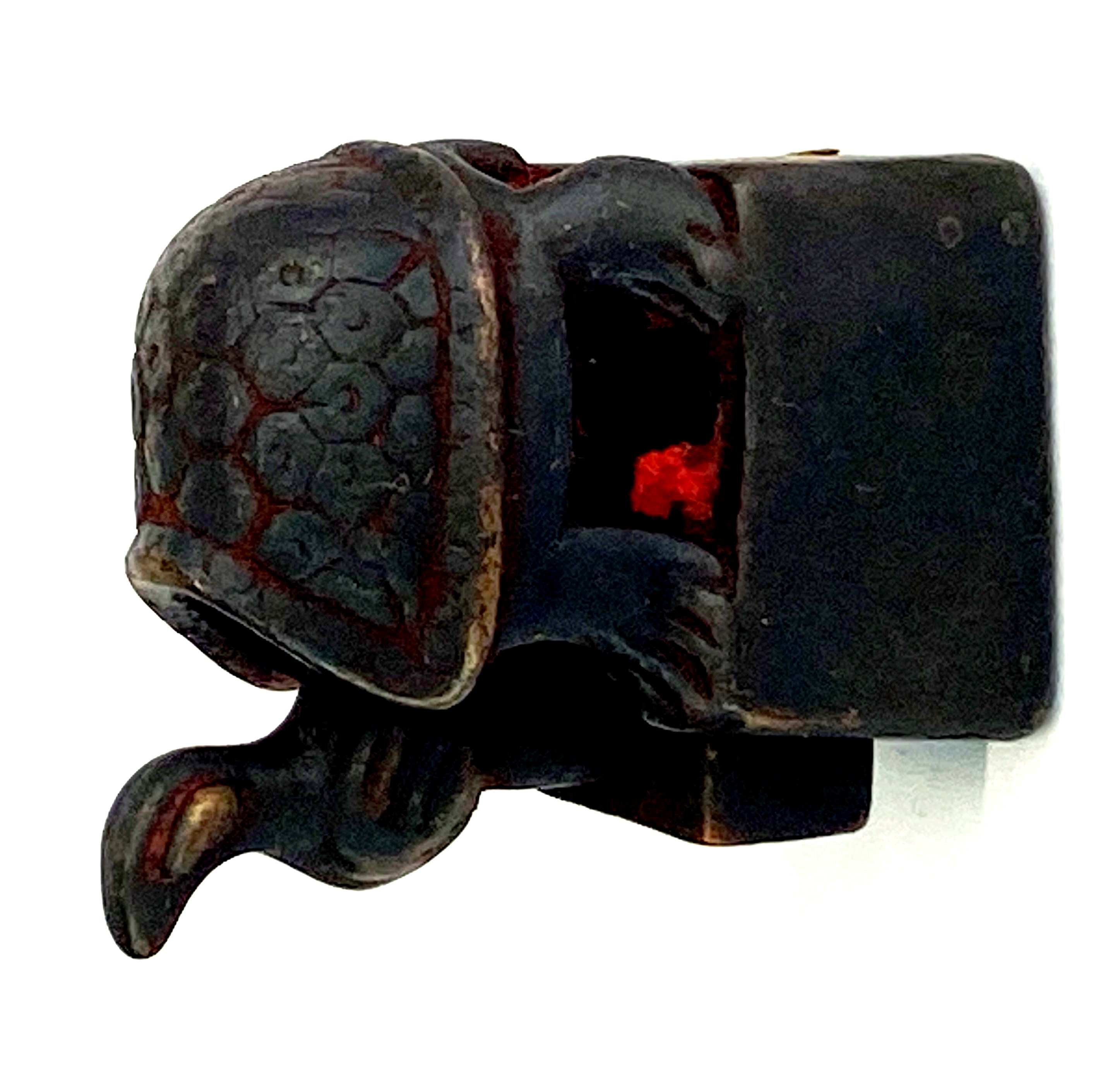 A small Chinese bronze double seal mounted with a tortoise, 3 x 2 x 2cm. - Image 3 of 5