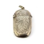 A hallmarked silver vesta case, L. 5cm.