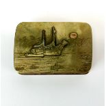 A small Oriental hammered brass tobacco box. 7.5 x 5 x 1.5cm.