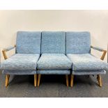 A 1960's upholstered three seater (separates) settee with beechwood frame.