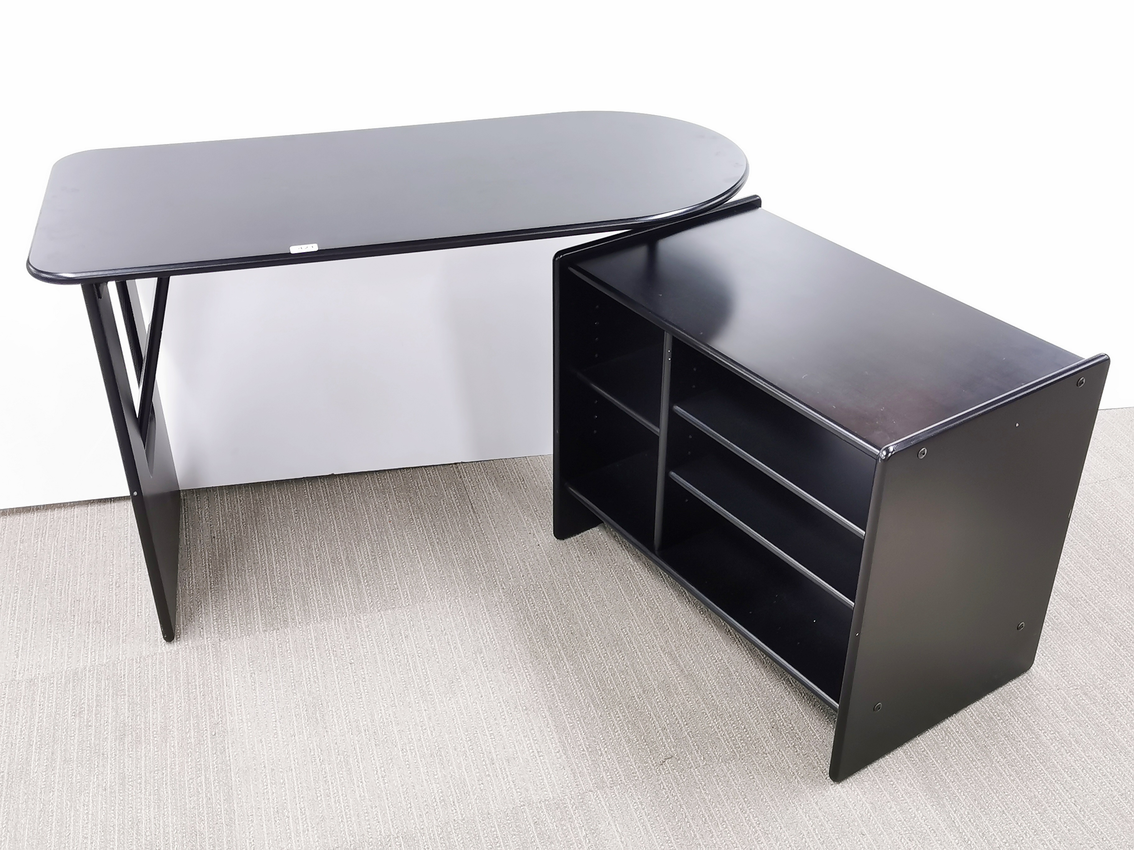 A black finished contemporary adjustable desk, W. 114cm. - Image 3 of 3