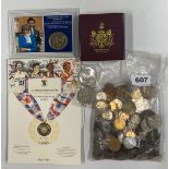 A quantity of mixed coins and commemorative medals.