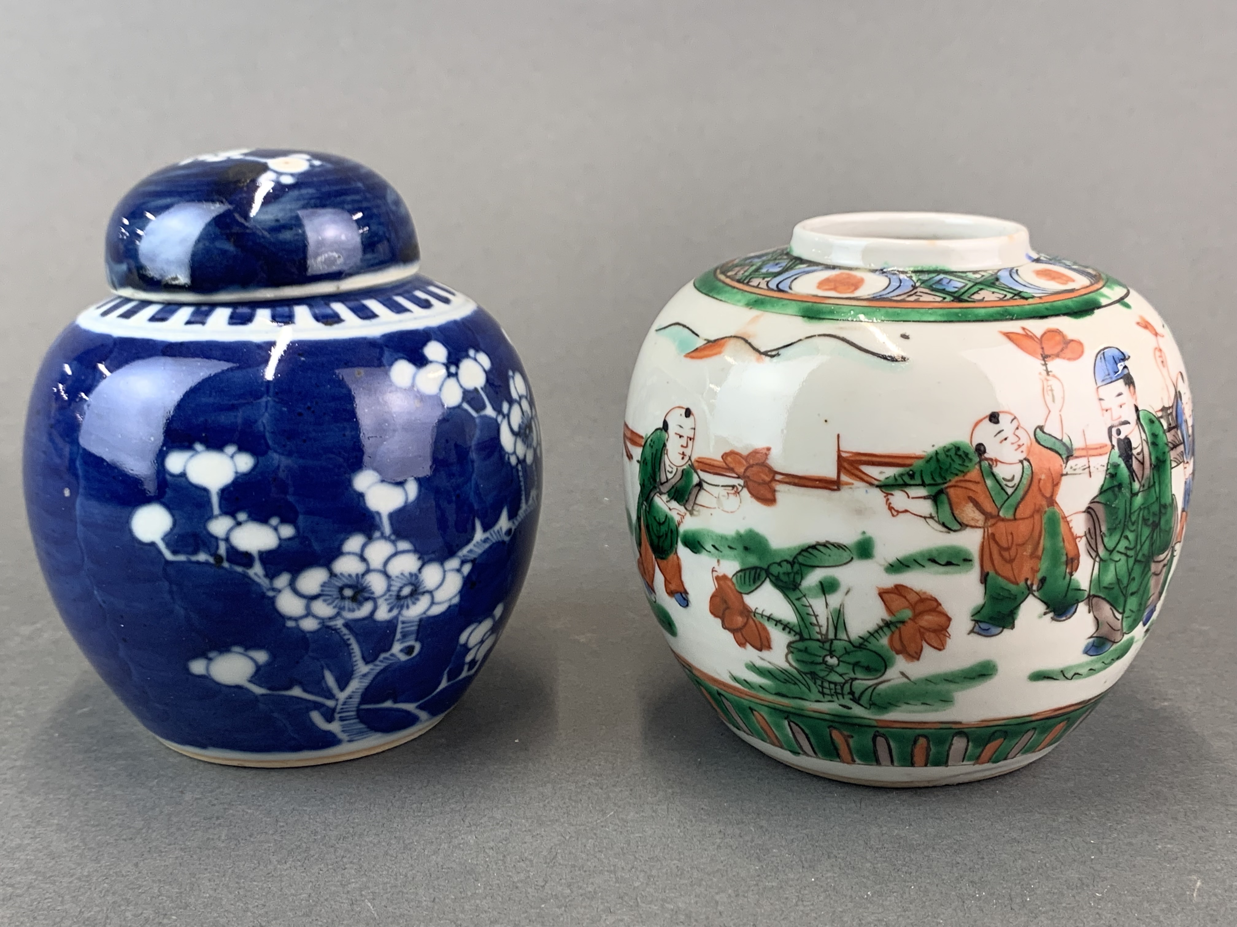 Two Chinese porcelain ginger jars, H. 10cm. and a further Oriental bowl. - Image 4 of 4