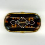 A superb 19th Century mother of pearl and gold inlaid tortoise shell box, 8 x 5 x 2cm.
