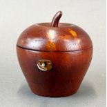 A wooden apple tea caddy, W. 11cm.
