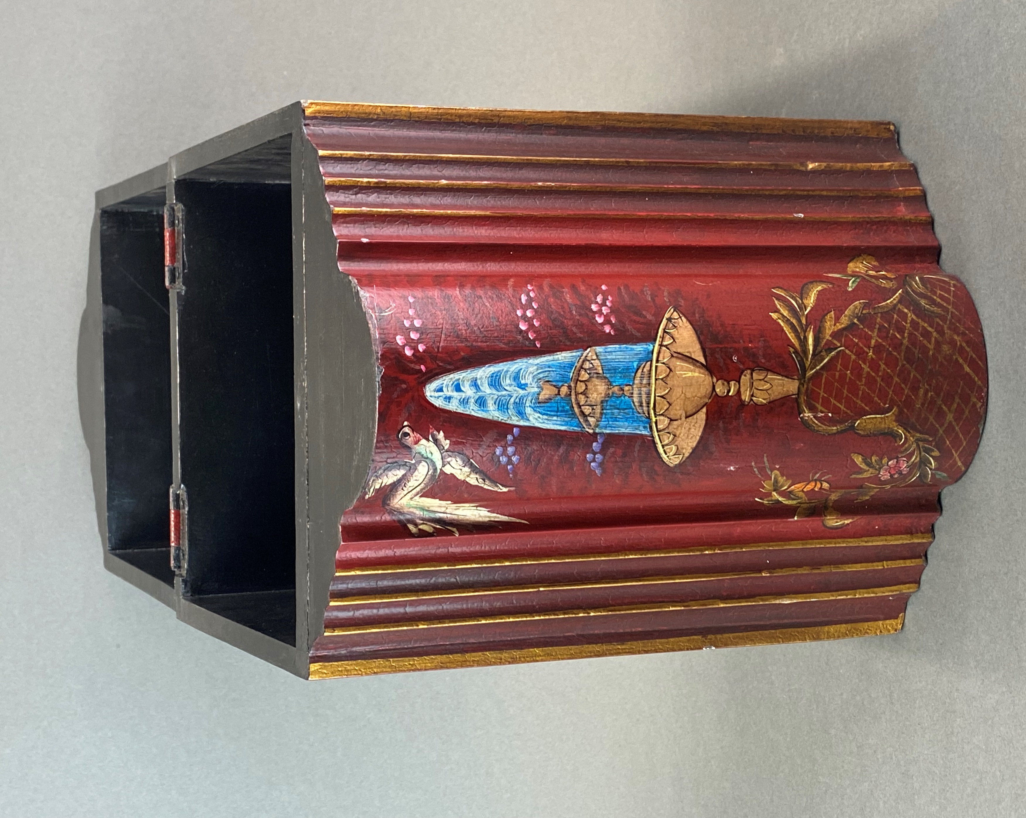 A hand painted wooden box, H. 38cm, W. 23cm. - Image 2 of 4