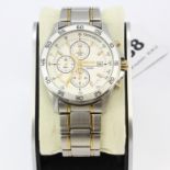 A gent's Seiko chronograph two tone stainless steel wristwatch, dial Dia. 4cm. with box.