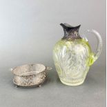 A lovely hallmarked silver mounted Bohemian cut crystal jug with a hallmarked silver mounted