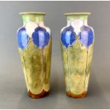 A pair of large Royal Doulton stoneware tube lined vases, H. 33cm.