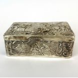 A Chester hallmarked hammered silver tobacco box, 11 x 7 x 4cm.