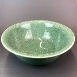 A large Chinese green crackle glazed bowl, Dia. 37cm. H. 15cm.