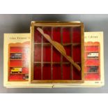 Five fixed boxed collectors display cabinets, 30 x 31cm.