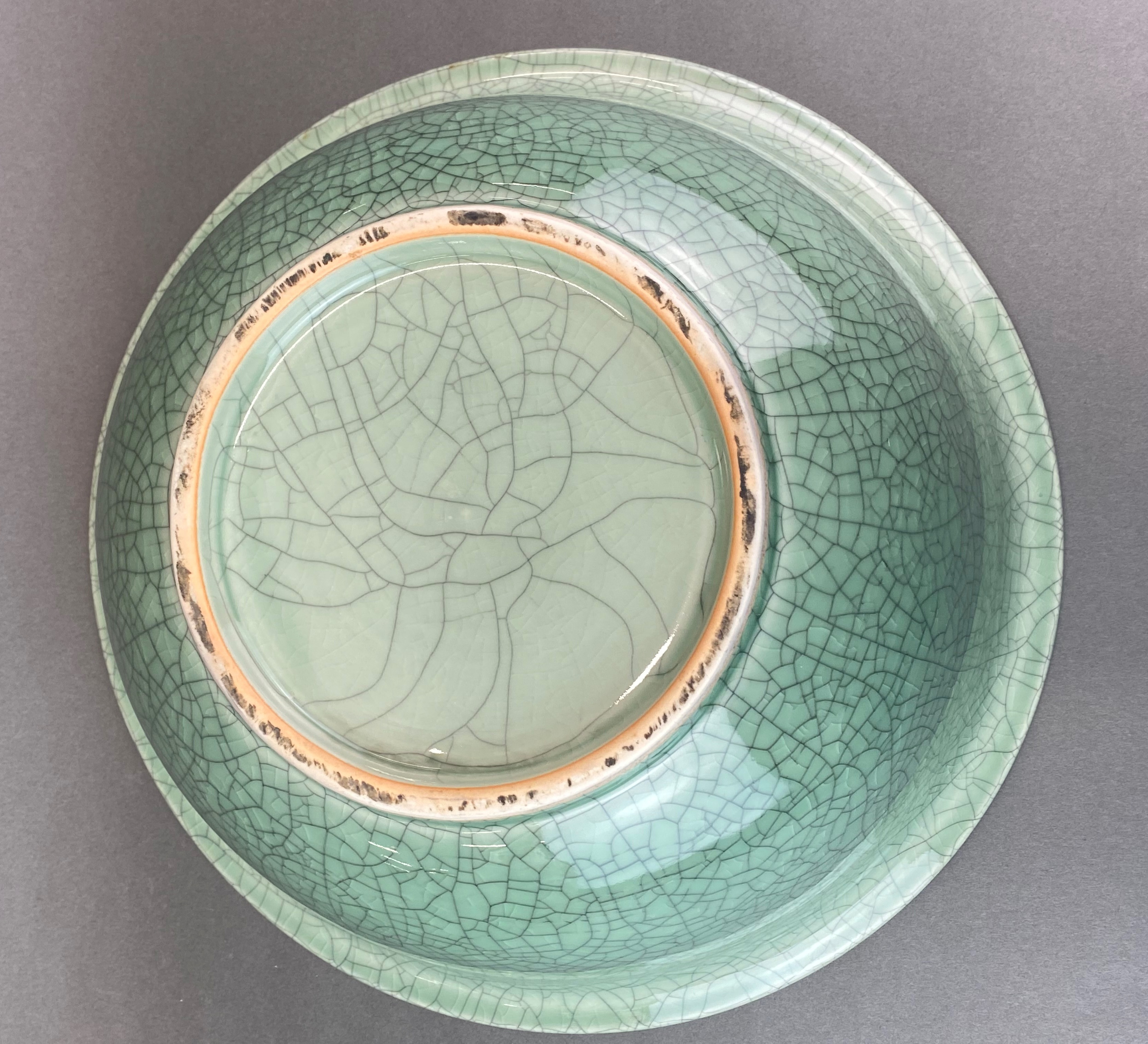 A large Chinese green crackle glazed bowl, Dia. 37cm. H. 15cm. - Image 3 of 3