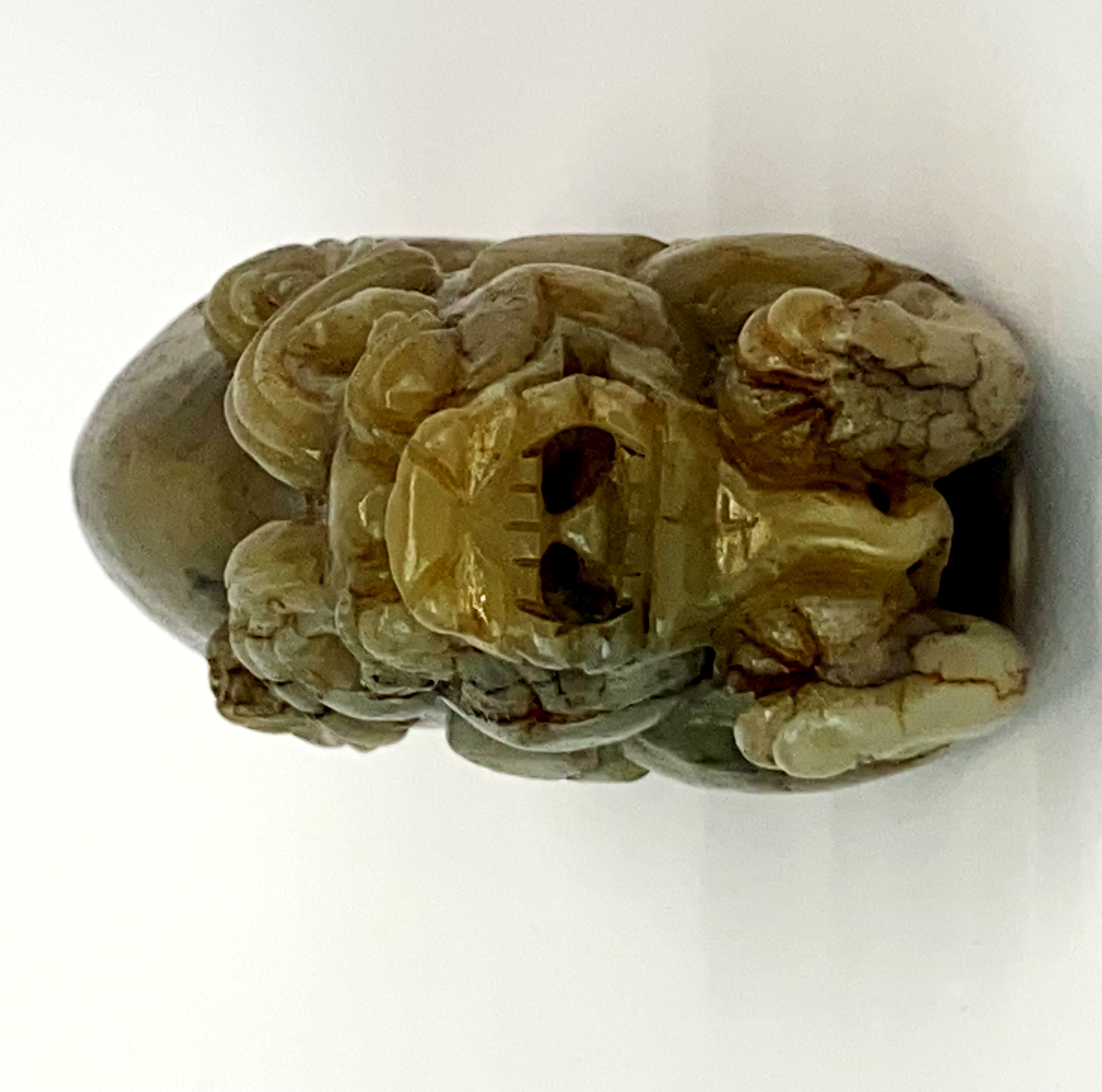 A Chinese carved jade / hardstone figure of a young dragon, L. 10.5cm. H. 4.4cm. - Image 3 of 4