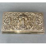 A Siamese sterling silver covered wooden cigarette box, W. 21 x 11 x 4cm.