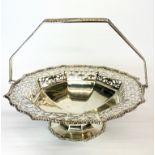 A heavy hallmarked silver octagonal pierced table basket, W. 27cm. H. 20cm.