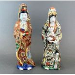 Two early 20th Century Japanese Satsuma figures of a goddess Kanzeon (Guanyin), H. 30cm.