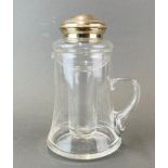 A mid 20th Century silver plate and glass water jug with ice liner, H. 28cm.