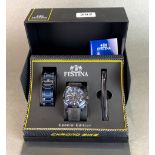 A gent's Festina special edition chronobike wristwatch with rubber and steel straps, with original