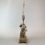 An early 20th Century bronze table lamp base of a blacksmith, figure H. 26cm. Overall H. 53cm.