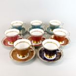 Eight Royal Albert Buckingham series tea cup and saucers.