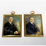 Two gilt framed miniatures of the same gentleman, 9 x 11.5cm.