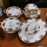 A Royal Albert old country roses part dinner service, first quality, six settings.