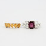 A 925 silver Rajesthan garnet and white topaz set right together with a 925 silver tangerine